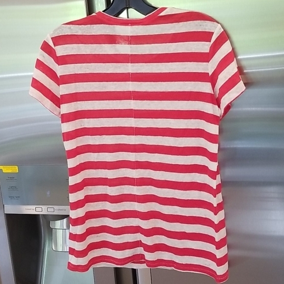 💕MICHAEL STARS💕 Harbor Stripe Colleen Crewneck Tee Poppy Stripe Red & White - Picture 6 of 9